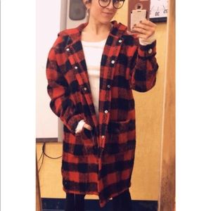 Women’s oversized checked hooded coat Wild Fable